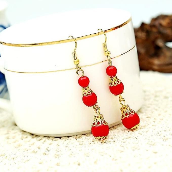 acc Anting Merah Pengantin China Kostum Cosplay Aksesories Imlek Murah