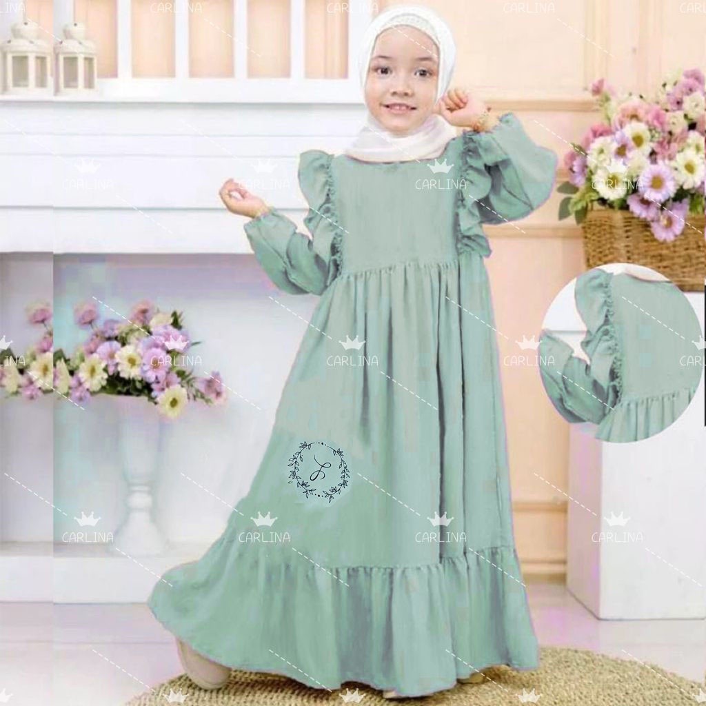 Baju Muslim Anak GAMIS MANASIK ANAK SOLEHA RUFFLE NAMIRA UMUR 2-13 tahun CNF MAKASSAR