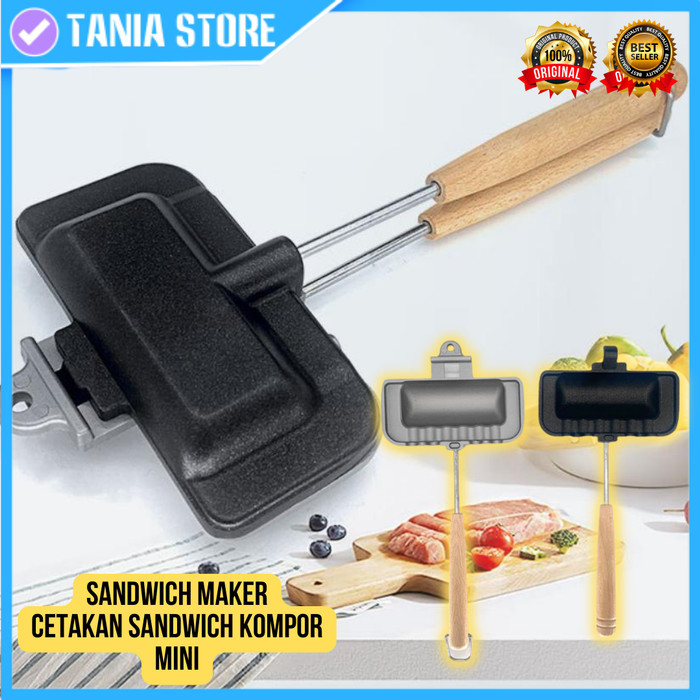 Terlaris Cetakan Pemanggang Roti Sandwich Sosis Toaster Maker Manual Kompor