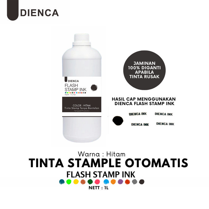 

Cuci Gudang Tinta Stempel Flash Dienca Official 1 Liter Warna Hitam