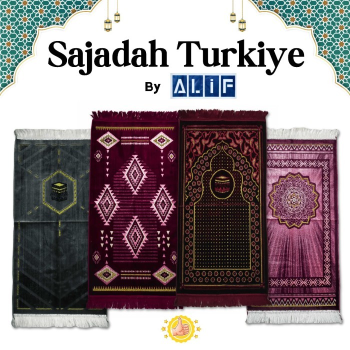 ORIGINAL Sajadah alif tanggung ukuran 50cm x 110 cm sajadah sholat bagus - Merah