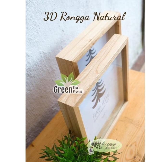 Frame/Bingkai Foto 3D Box Rongga 30x30 Natural