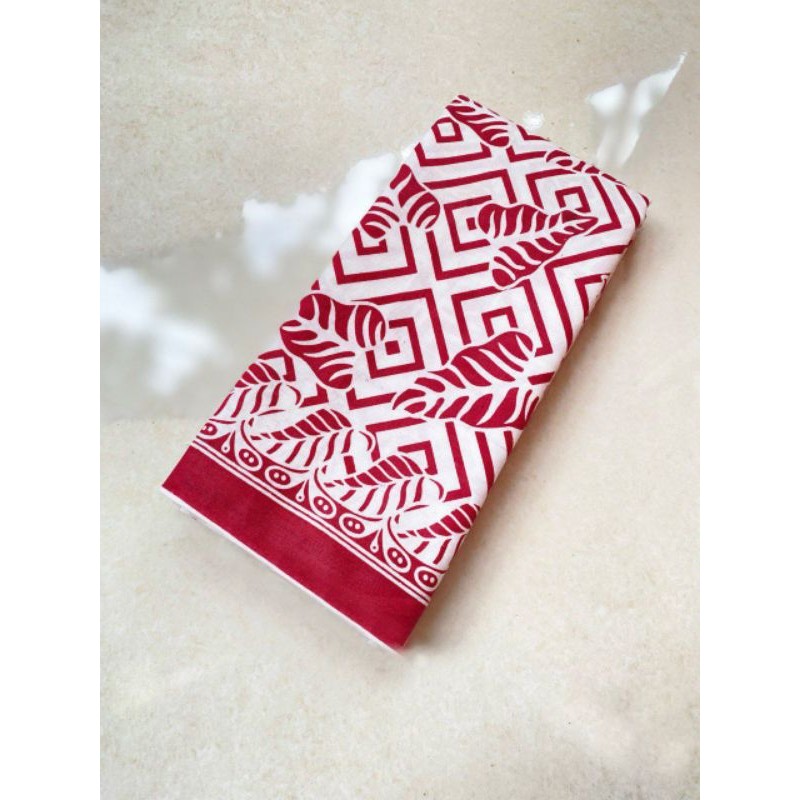 KAIN BATIK PEKALONGAN BAHAN KATUN TRR PRINTING | KAIN BATIK MERAH PUTIH PANJANG 2 METER LEBIH