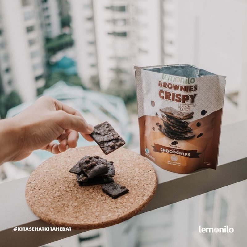 

LEMONILO BROWNIES CRISPY RASA CHOCOLATE CEMILAN DIET SEHAT - COKLAT