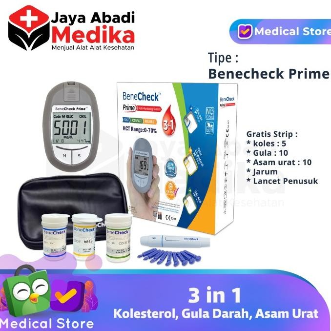 Benecheck Prime 3 In 1 Alat Tes Kolesterol Gula Darah Asam Urat Akurat Original Terlaris