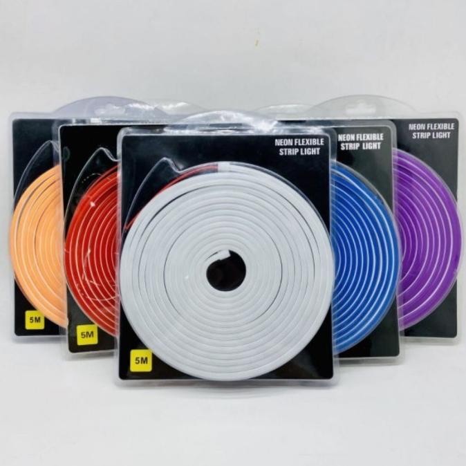 Lampu Neon Flexibel 5Meter Model Slim 12V/24V Bisa Potong Original Terlaris