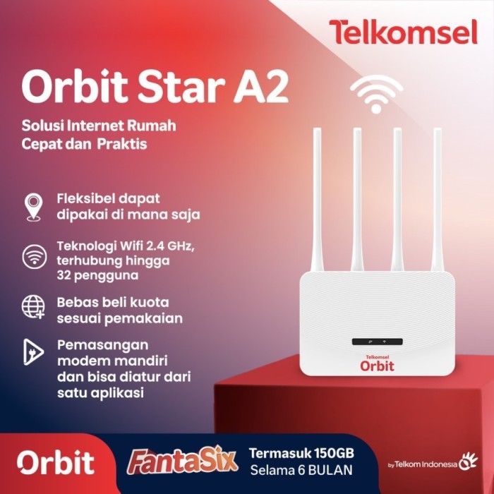 Telkomsel Orbit Star A1 Modem Router Modem Wifi 4G Free Perdana Orbit