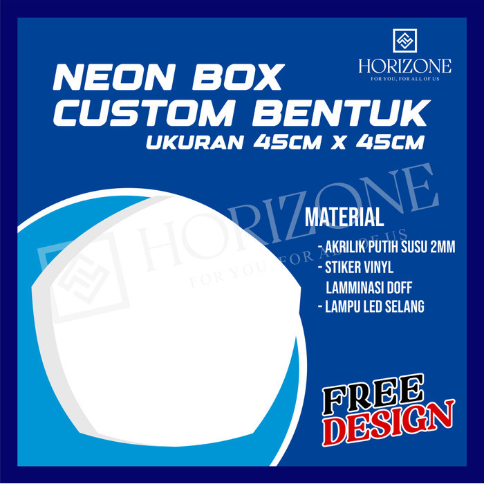 NEON BOX CUSTOM BENTUK 45cm x 45cm KOTAK 1 SISI