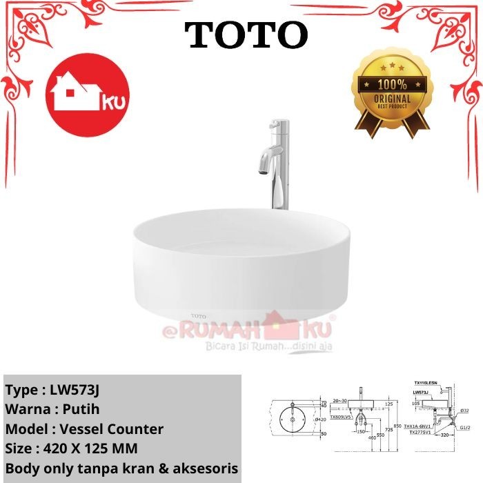 Best Seller Wastafel Meja Toto Lw573J Console Lavatory Body Only