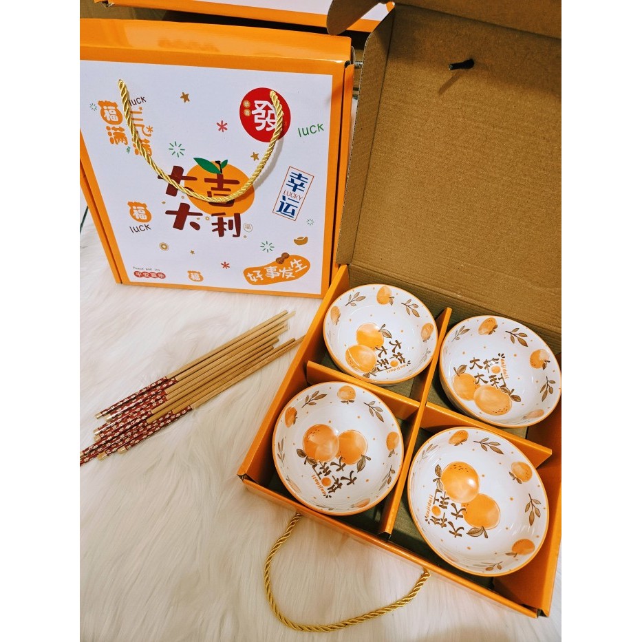 

Imlek Hampers Imlek Chinese New Year / Mangkok Set Imlek premium bowl set - Set A Jeruk 4Pc !NEW