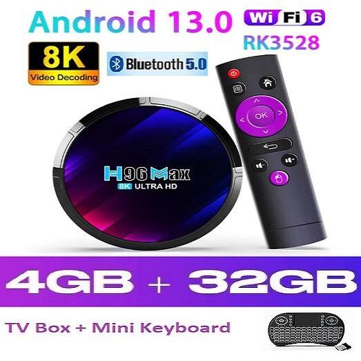 Android TV Box H96 MAX 4GB 32GB Bluetooth Miracast Resolusi 4K