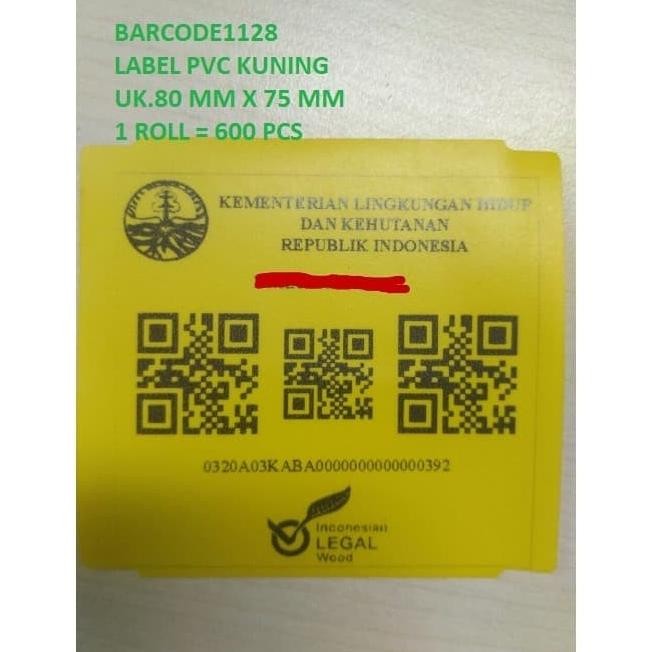 

TERLARIS - LABEL BARCODE PVC KUNING 80 x 75 STANDARD KEMENTRIAN KEHUTANAN