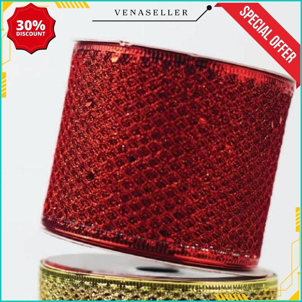 

Pita Roll Gulung Hiasan Pohon Natal Motif Normal Jala Fabric Panjang 270Cm Red Gold Silver Original Produk