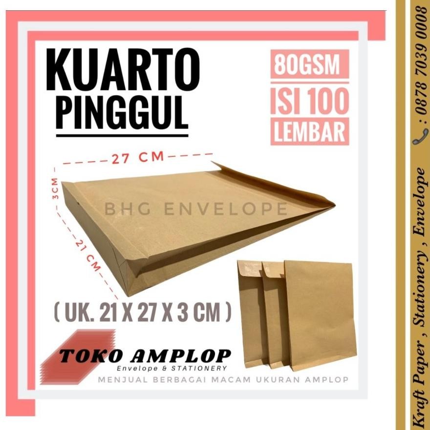 

GHT Amplop KWARTO / Kuarto PINGGUL ( 21 X 27 X 3 CM ) isi 100 LEMBAR