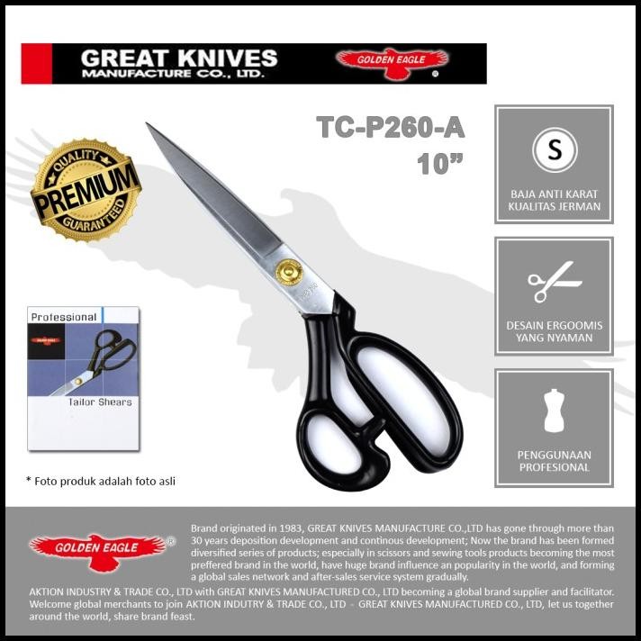 

Gunting Potong Bahan Kain Professional Golden Eagle 10 inch TC-P260-A