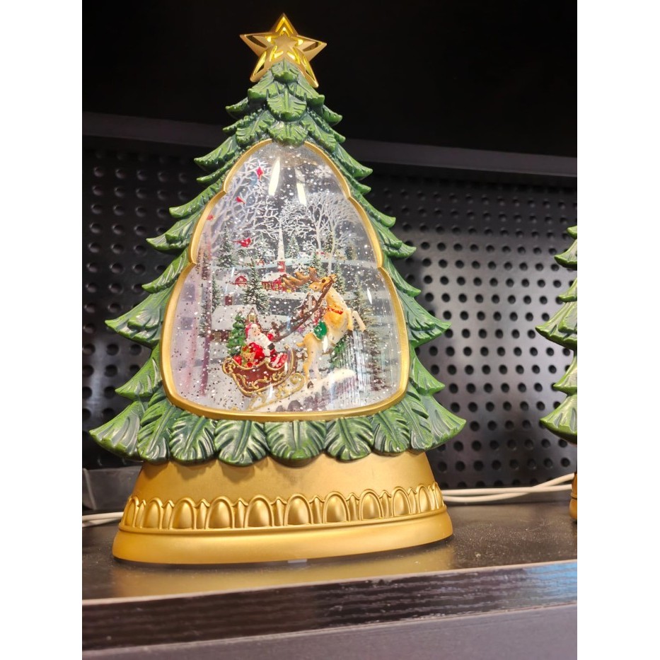 Glass Dome Snow Globe Christmas Tree Snowman & Tree House, USB + Music