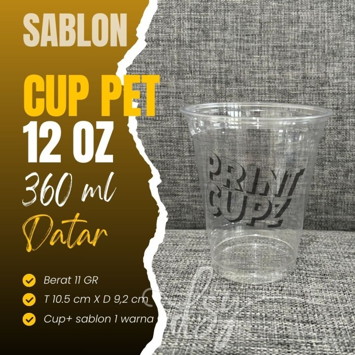 Sablon Cup Plastik PET Merk Starindo 12/14/16 OZ