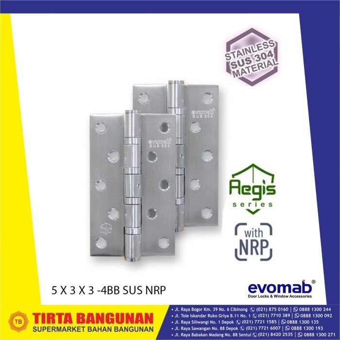 EVOMAB MHSS 5X3X3 4BB NRP SS ENGSEL SUS304/ ENGSEL PINTU
