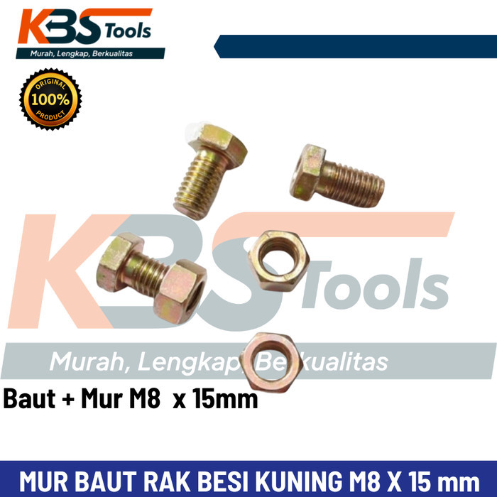 >*>*>*>*] Mur Baut Rak Besi M8 x 15mm Kuning - Baut Besi Siku Lubang Serbaguna