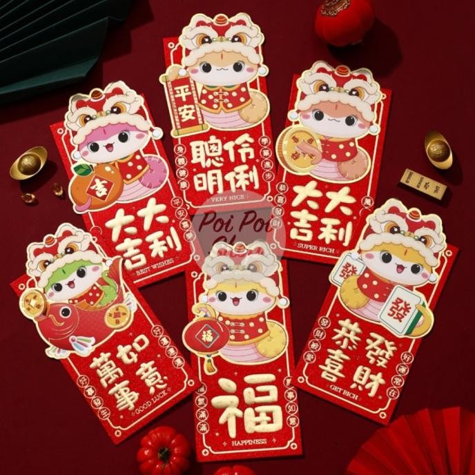 

<<<<<] Angpao Imlek Ular 2025 3D RX Premium Glitter V Panjang Shio Ular Angpau Ampau Hongbao Kartun Grosir Murah isi 6 Tebal Motif Karakter Berkualitas Bahan Terbaik