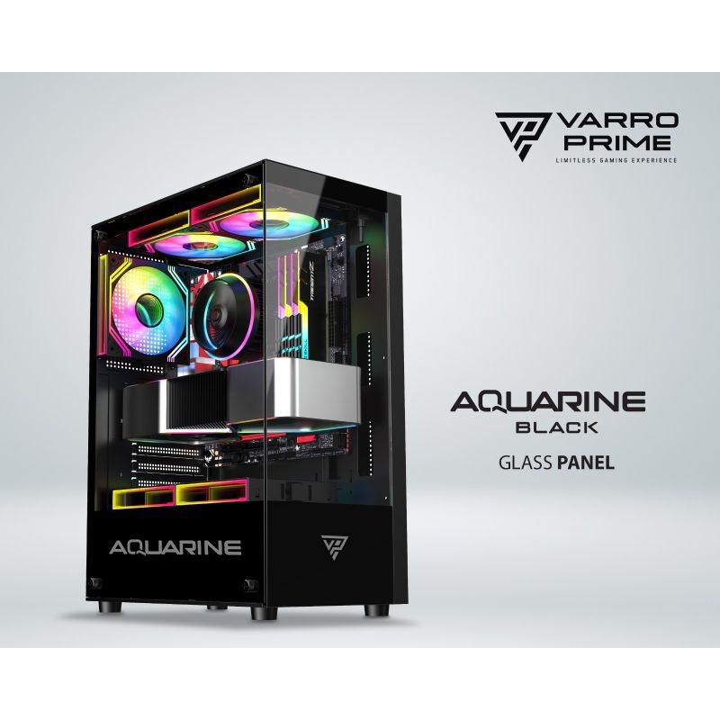 CASING GAMING VARRO Nuclear Aquarine Black (include 3 fan)