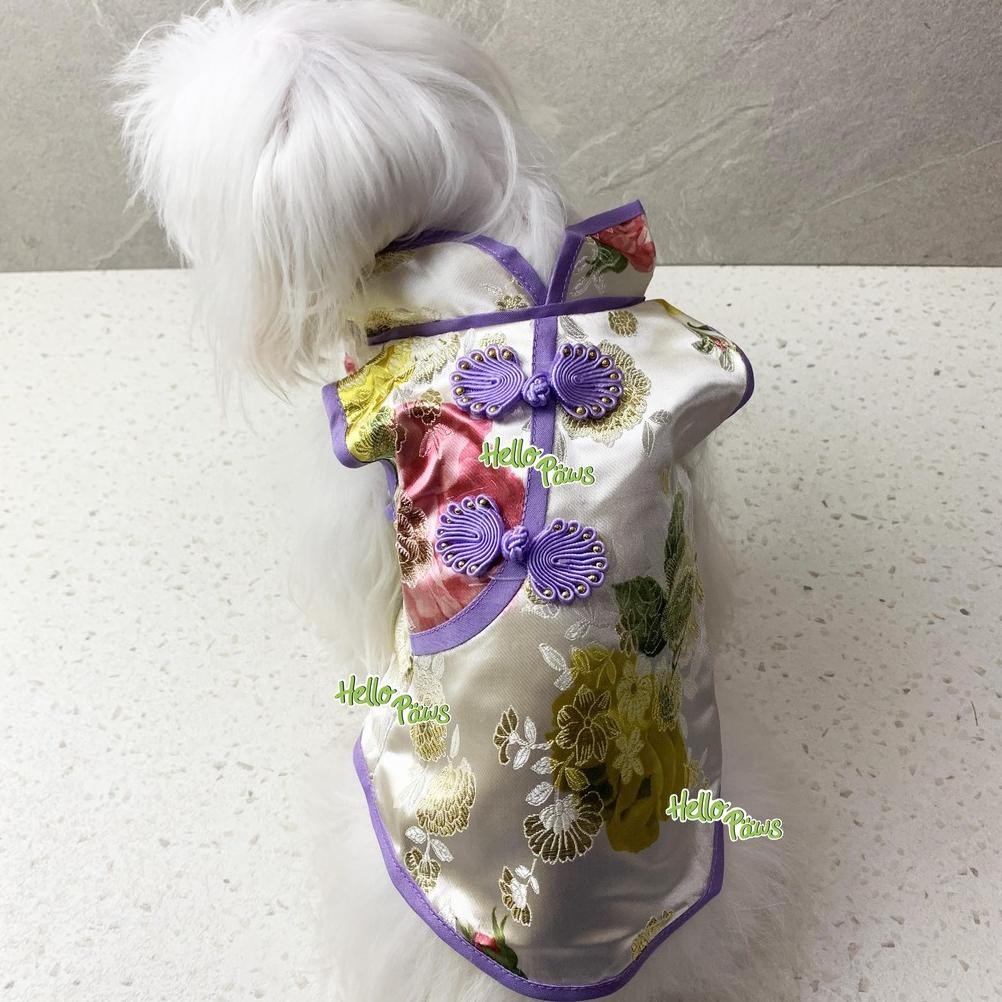 Golden Flower Cheongsam for Pet - Baju Imlek Anjing Kucing Kelinci dll