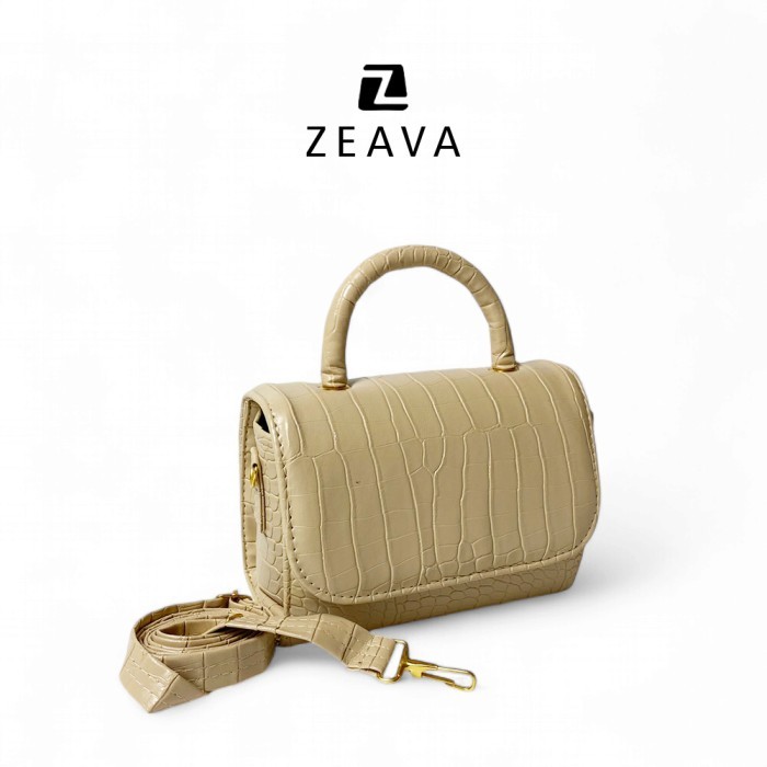 [TERLARIS] [ZEA OFFICIAL] Andin Sling Bag - Tas Selempang Wanita /Tas Croco Dylan - Cream C7N38