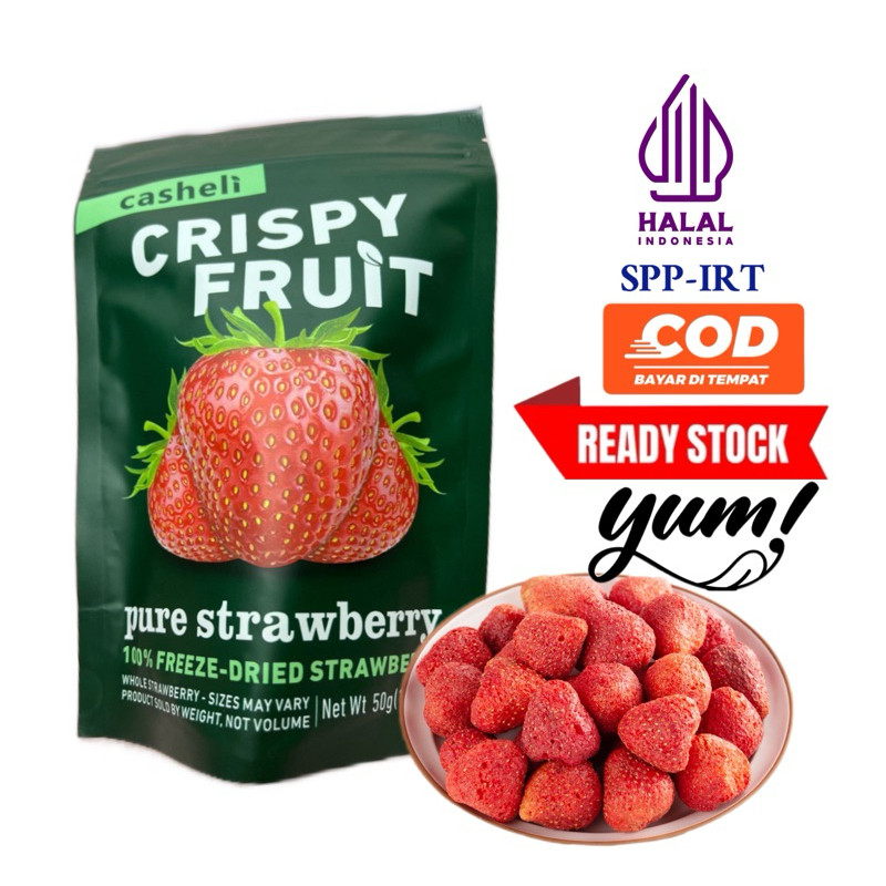 

casheli Strawberry Kering Freeze Dried Utuh Premium Fresh Baru Crispy Original Sweet Taste