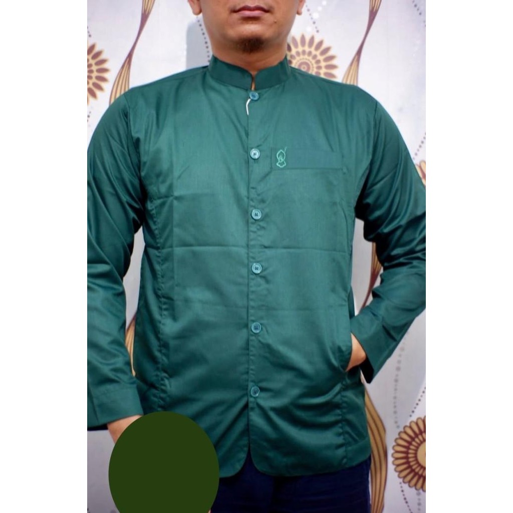 Promo Baju Koko Al Kafi Kantong Terompah - HIJAU BOTOL COD