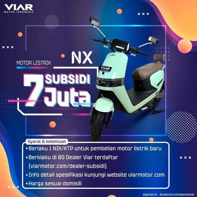 ORGINAL SEPEDA MOTOR LISTRIK VIAR NX SUBSIDI PEMERINTAH 7 JUTA