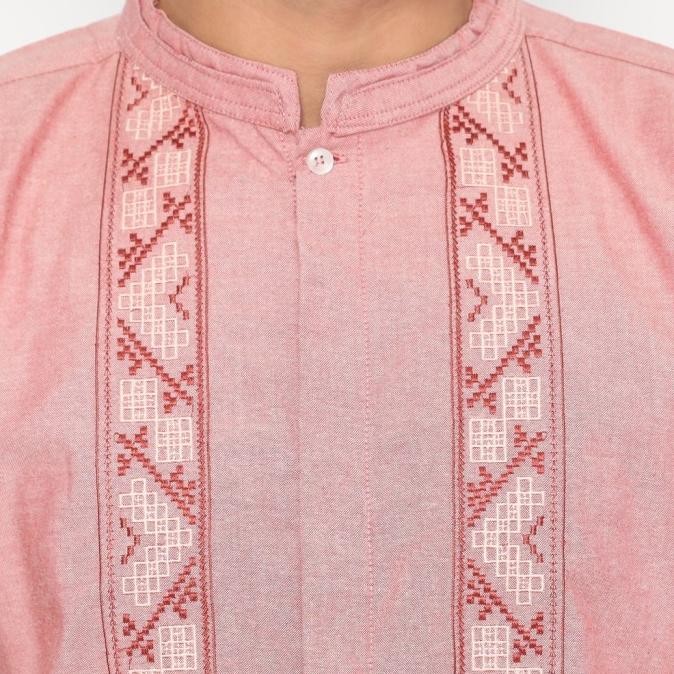 Promo Code Male Kemeja Koko Pria Bordir Premium Peach Pasha Art.248020 COD
