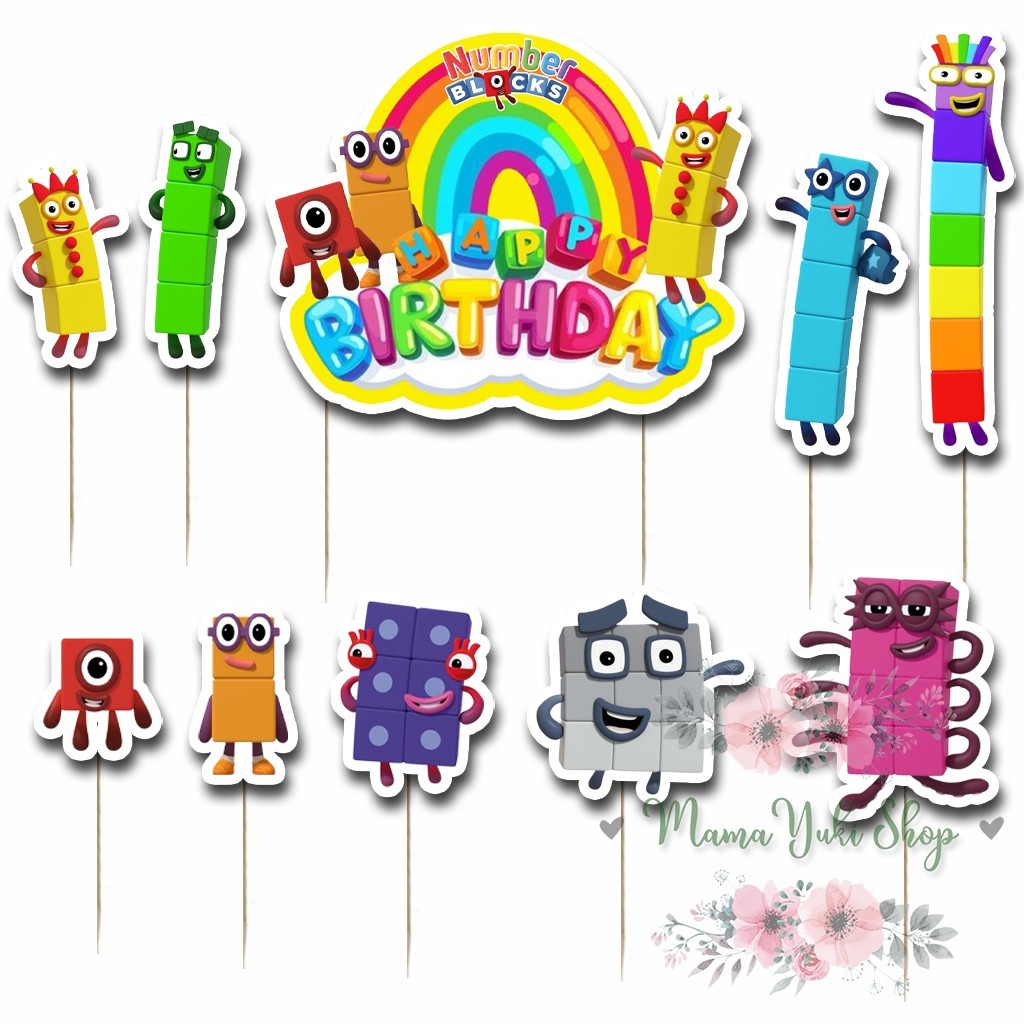 Topper Cake Hiasan Kue Ulang Tahun Anak NUMBER BLOCKS ANGKA BALOK KOTAK