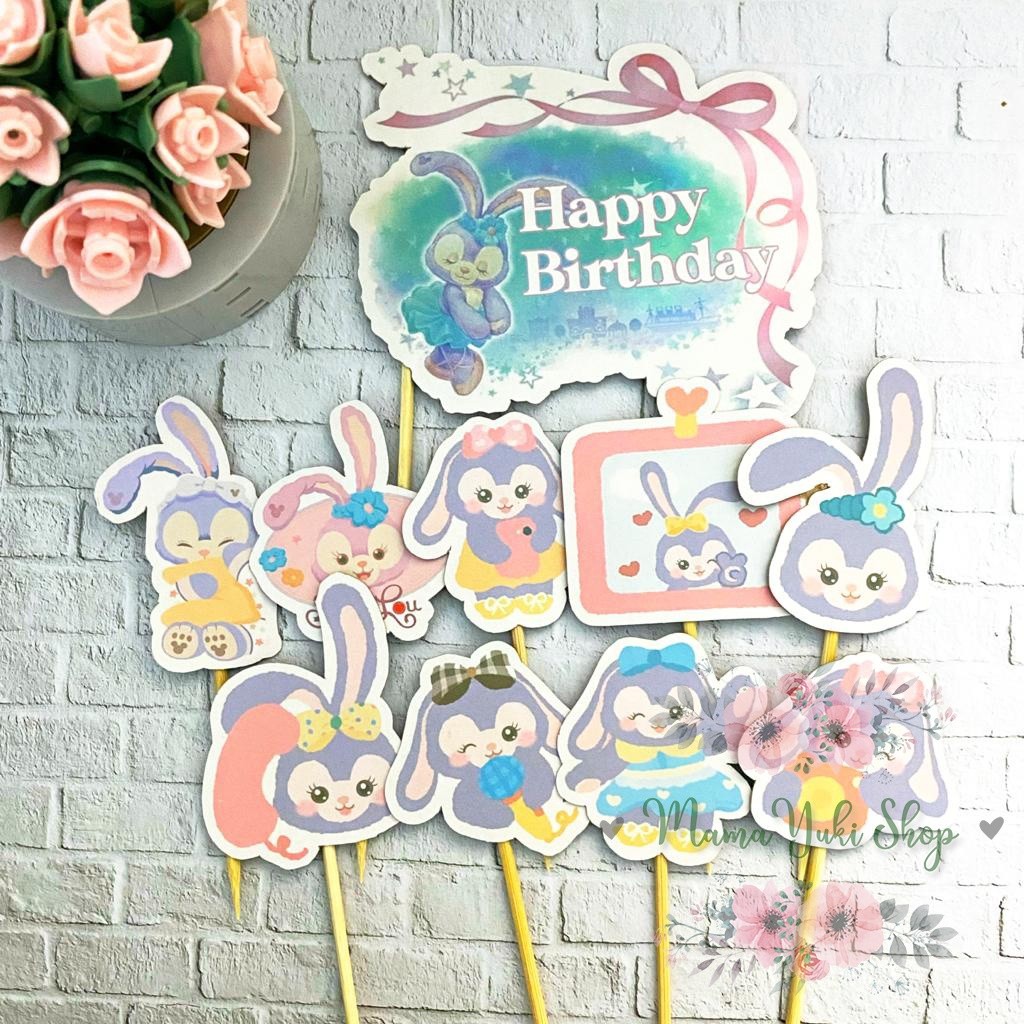Topper Cake Hiasan Kue Ulang Tahun Motif KELINCI STELLA LOU