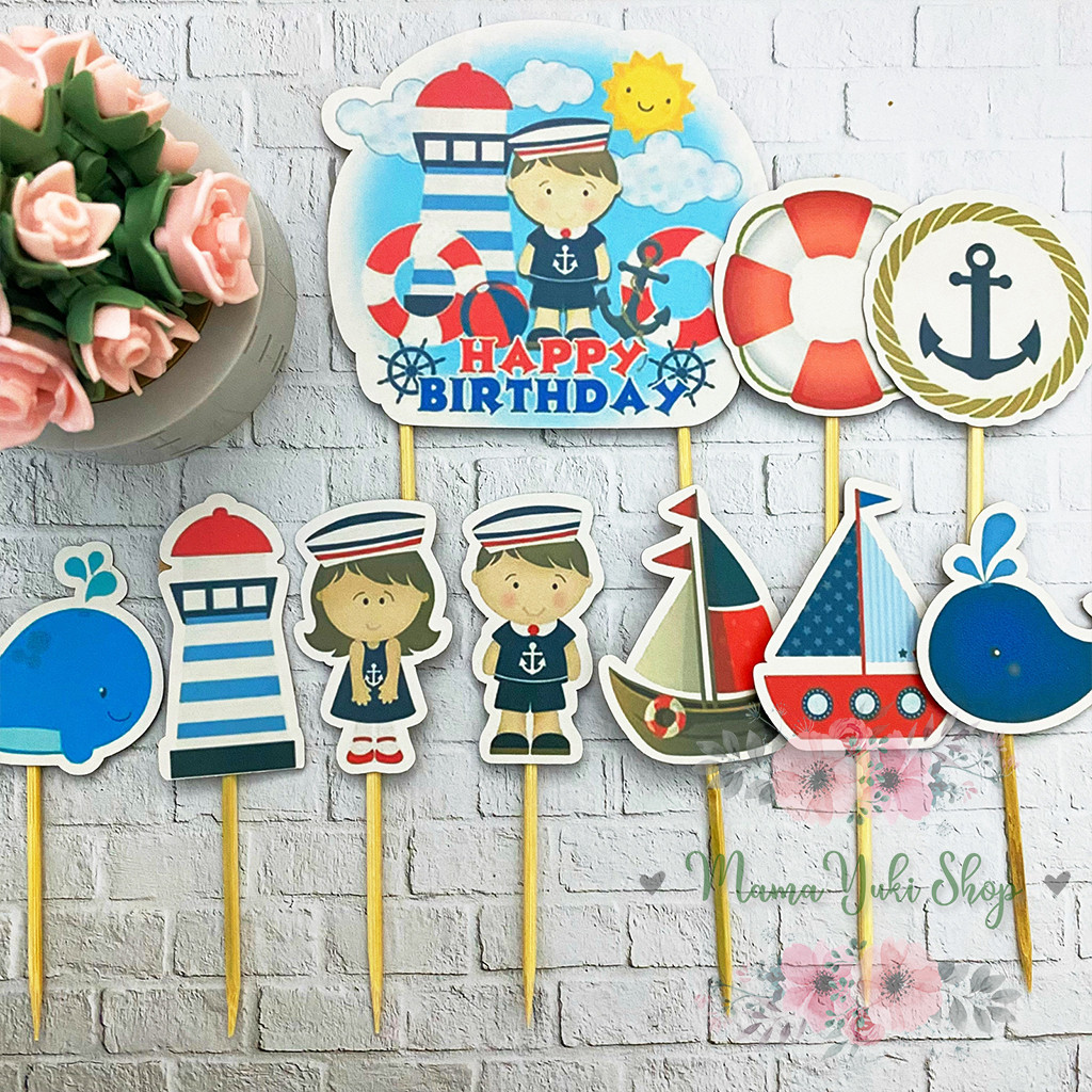 Topper Cake Hiasan Kue Ulang Tahun Anak Pelaut Sailor