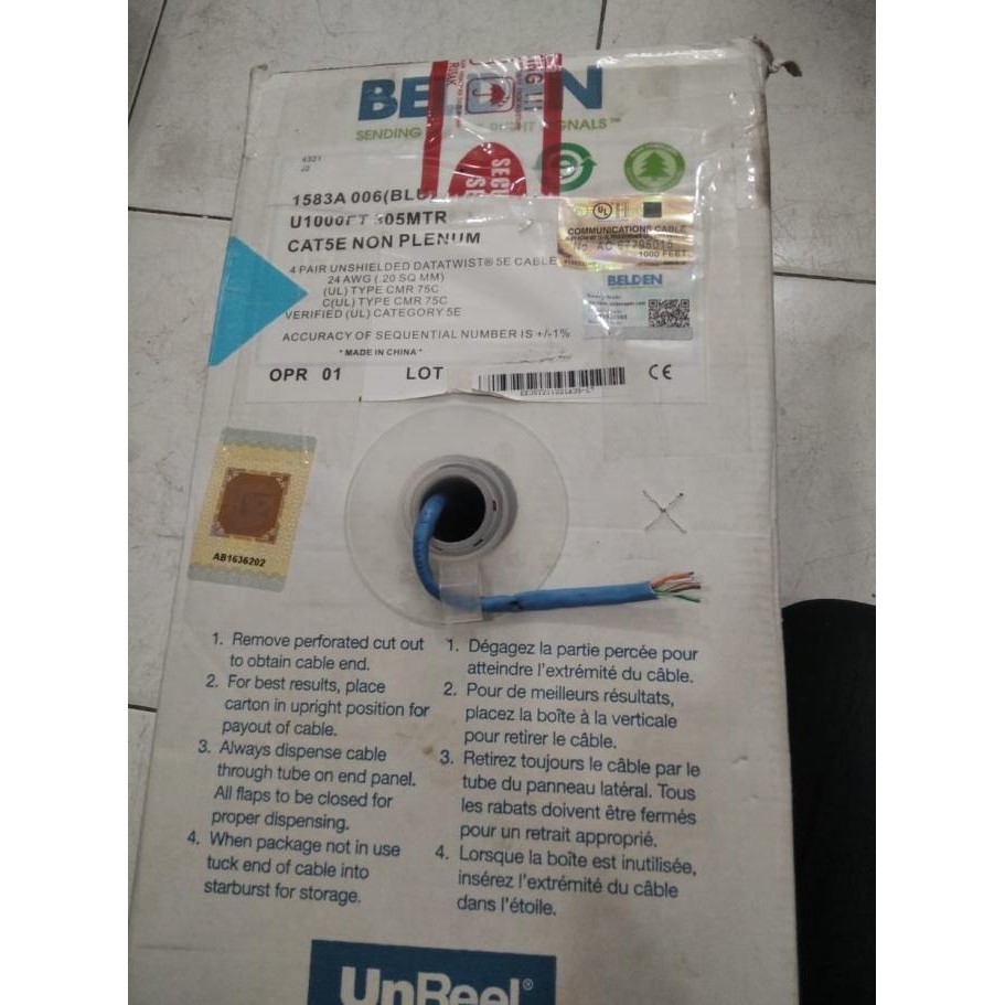

KABEL LAN UTP CAT5 / CAT 5 / CAT.5E / CAT5E BELDEN ORIGINAL 1583A ORIGINAL