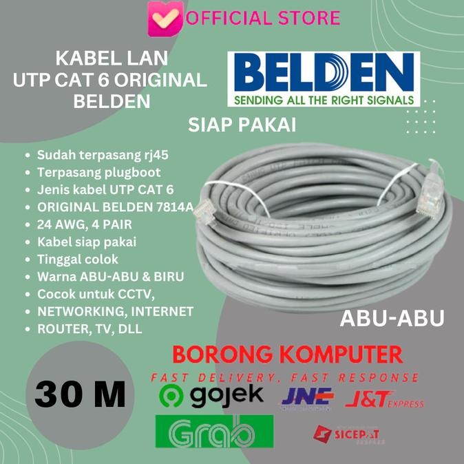 

KABEL DATA UTP BELDEN CAT6 30 METER SIAP PAKAI LAN CABLE CAT 6 30M ORIGINAL