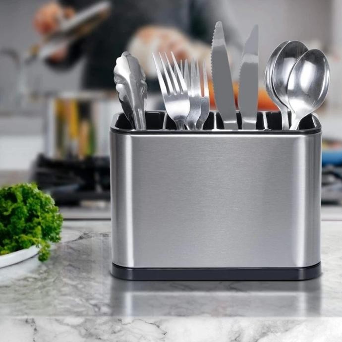 

Berkualitas Tempat Pisau Sendok Garpu Alat Makan Stainless Steel Cutlery Holder 4 Slot