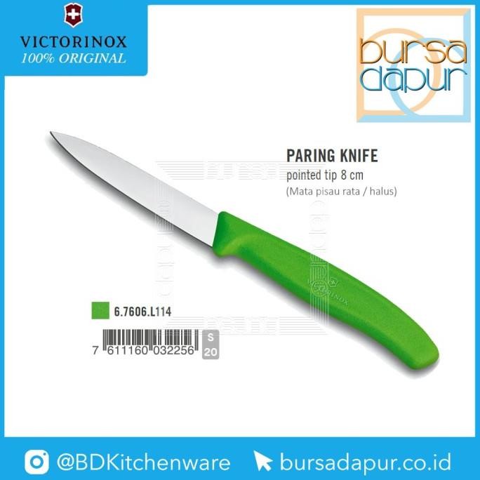

Berkualitas Pisau Polos 6.7606.L114 Victorinox Paring Knife Pointed Tip 8cm Green