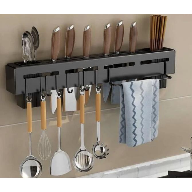 

Berkualitas Rak Pisau RP400 Stainless Hitam Kait Gantung Black Doff Bumbu Dapur