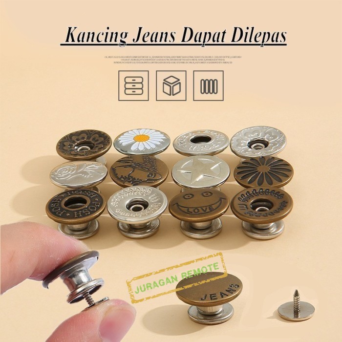 Kancing Celana Jeans Magic Copot Pasang Kancing pengecil celana / Kancing Jeans Instan Dapat Dilepas