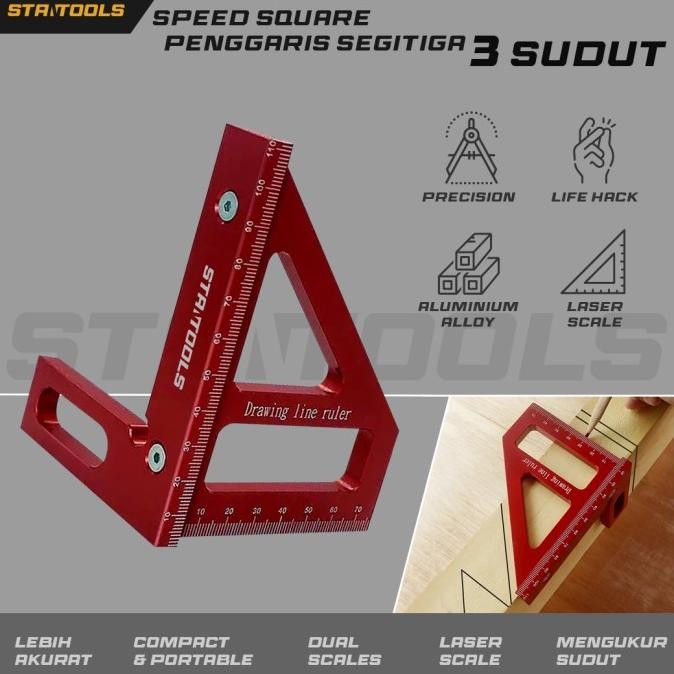 

TERMURAH - Speed Square - Penggaris Sudut Siku Segitiga - 2 sisi - Penggaris Multi angle 90 derajat