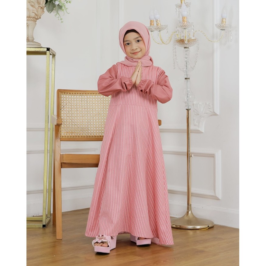 PRODUK TERBATAS KUPNAD Gamis Anak Katun Toyobo Jepang - Karina Kid Dusty Pink
