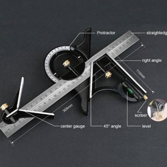 

TERLARIS - Penggaris Siku L Mistar Waterpass Kombinasi Penggaris Multifungsi 30cm