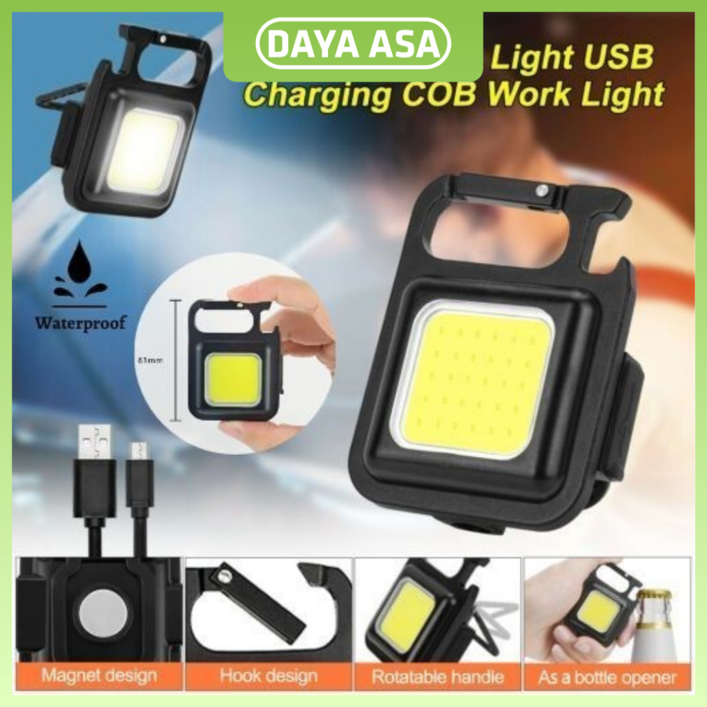 Lampu COB Magnet Keychain Senter Charge Type C Camping Outdoor Light