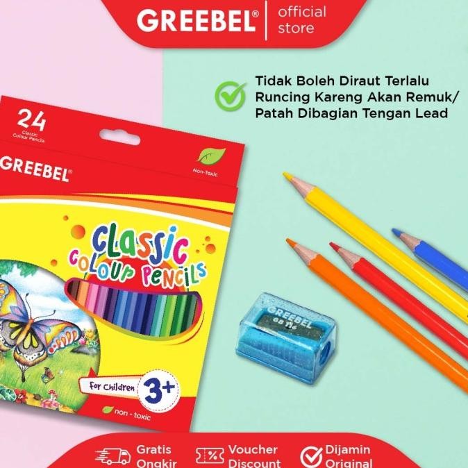 

GREEBEL PENSIL WARNA (7024) CLASSIC COLOR PENCILS 24 WARNA / COLORING / PENSIL WARNA GREEBEL / PENSIL WARNA AMAN UNTUK ANAK MEWARNAI