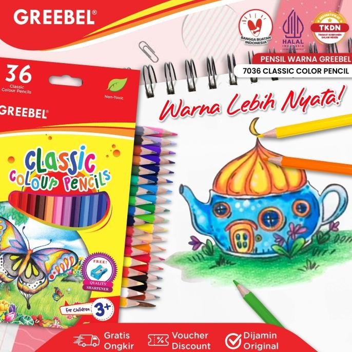 

GREEBEL PENSIL WARNA 7036 CLASSIC COLOR ISI 36 COLOURING COLOR PENCIL