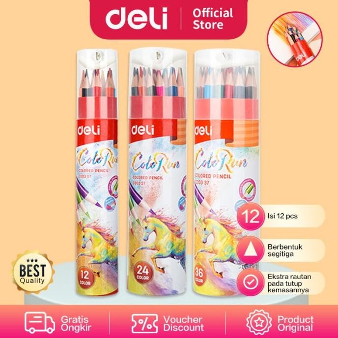 

DELI EC00337 PENSIL WARNA 36 WARNA DENGAN BONUS RAUTAN PENSIL BARU