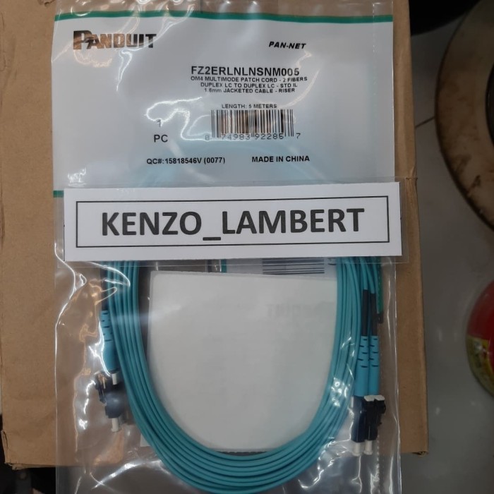Patch cord FO panduit 5 meter OM4 MULTIMODE DUPLEX LC TO DUPLEX LC