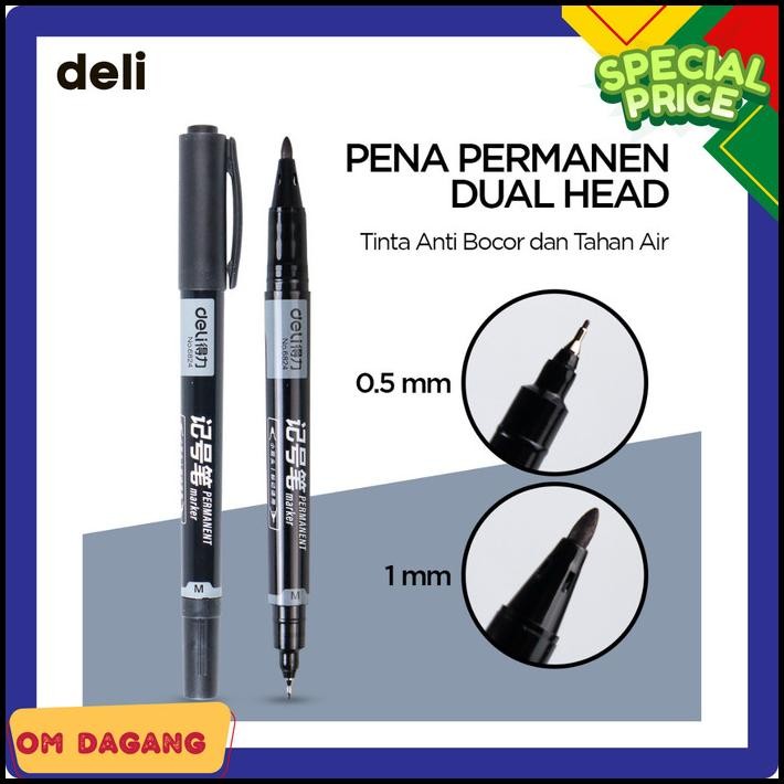 

Deli Pulpen Spidol Sepidol Permanen Dua Sisi Waterproof Dual Head Tip