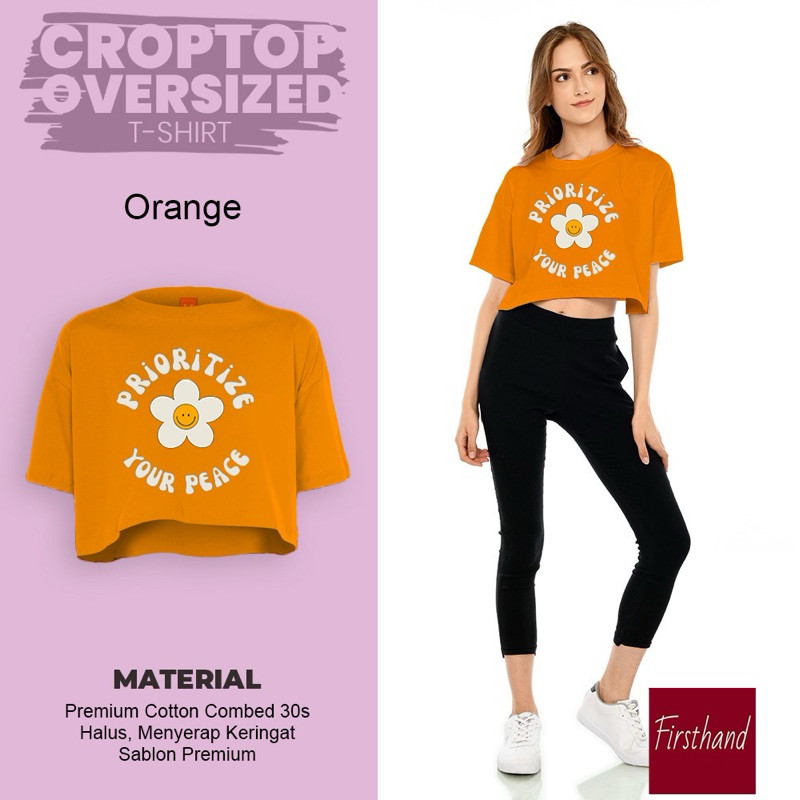 Baju Crop Oversize Kaos Rose Import Branded Original Crop Top